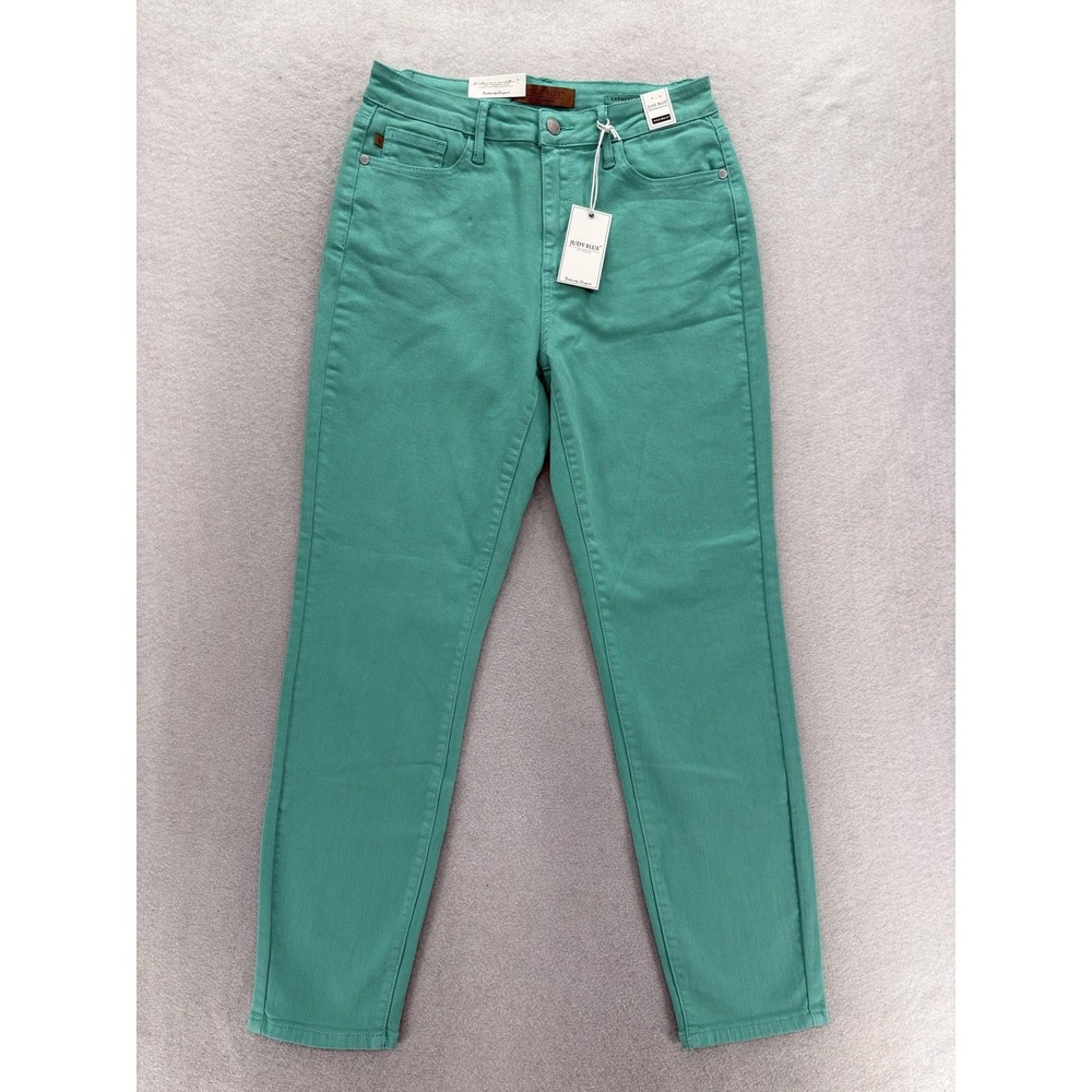 Judy Blue Skinny Jeans Womens 7/28 Aquamarine Green Garment Dyed High Rise NWT